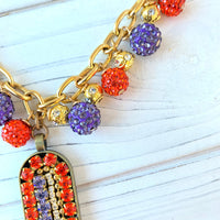 Lenora Dame Keyhole Mosaic Pendant Necklace in Clementine & Violet