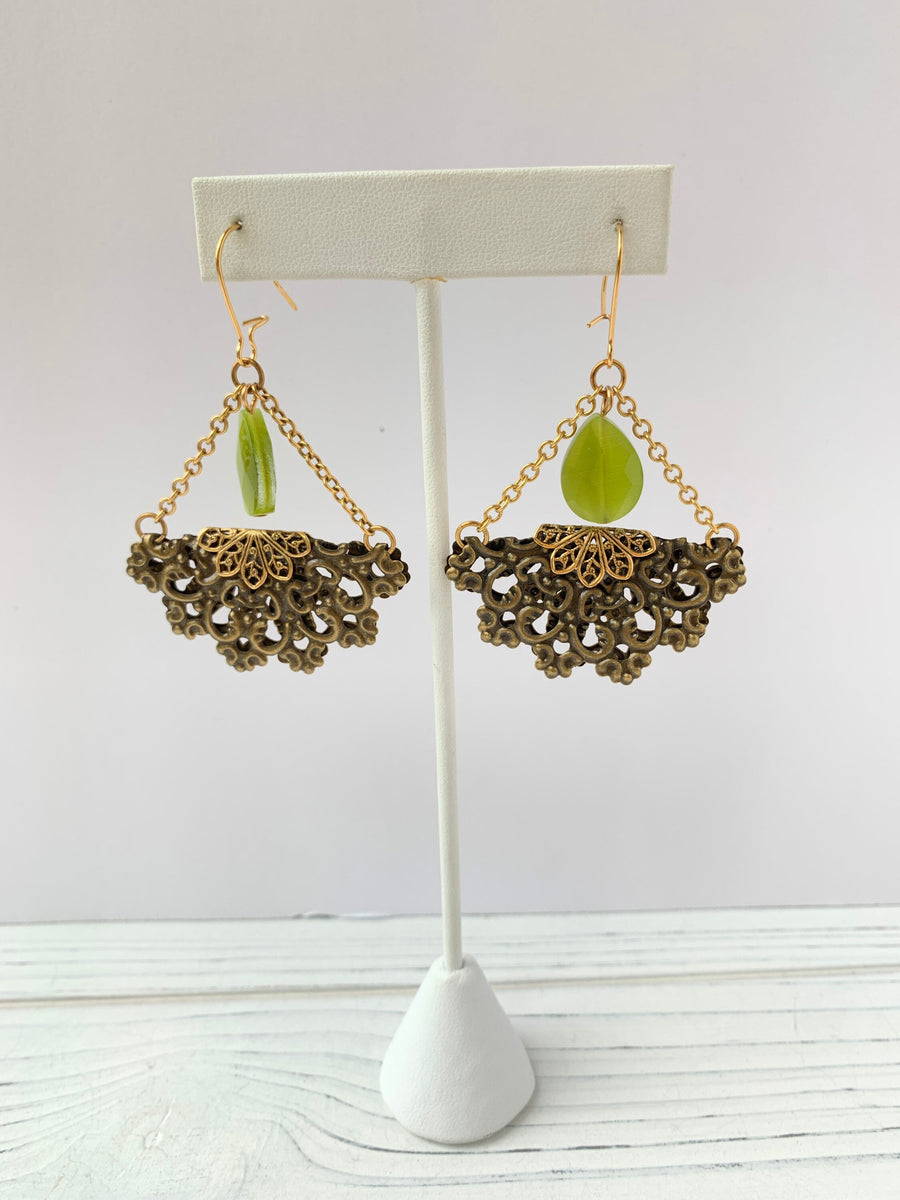 Lenora Dame Lantern Earring in Olive