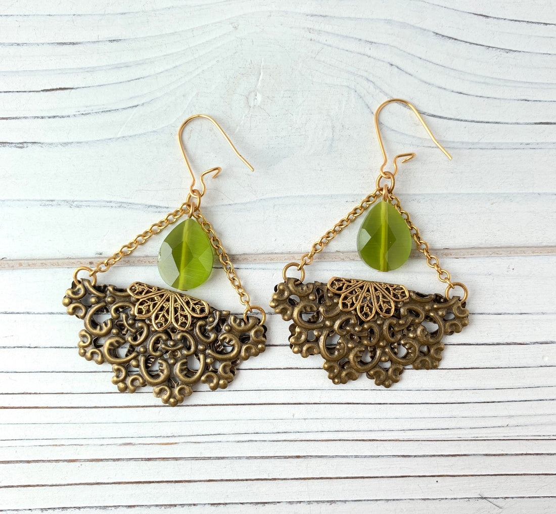 Lenora Dame Lantern Earring in Olive