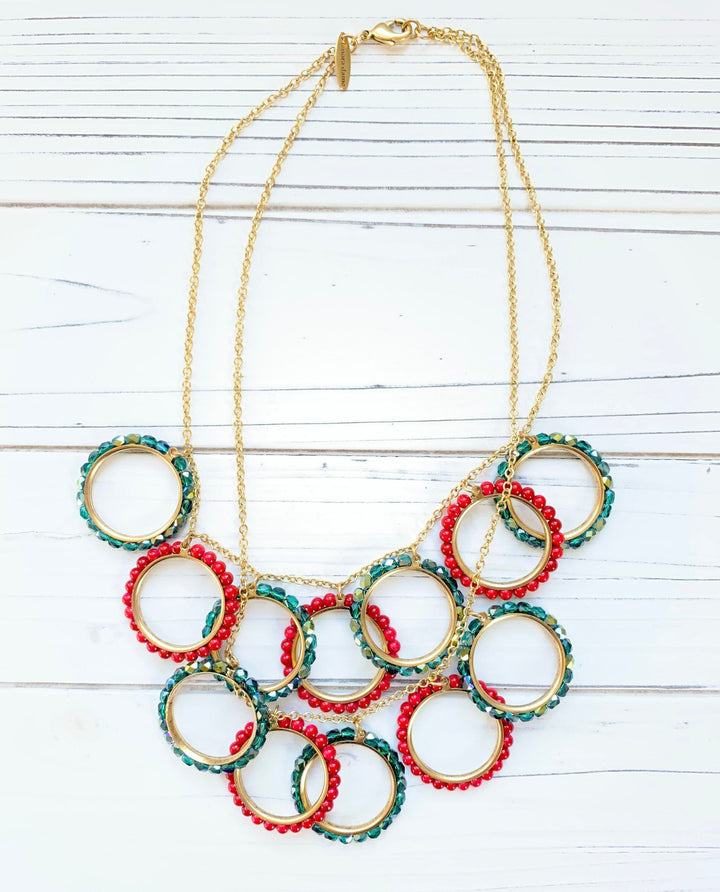 Lenora Dame Holiday Hostess Beaded Hoop Necklace