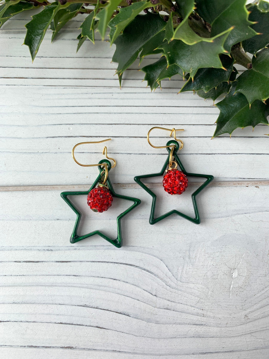 Lenora Dame Christmas Star Earrings  in Spruce or Mulled Wine - Two Options Available