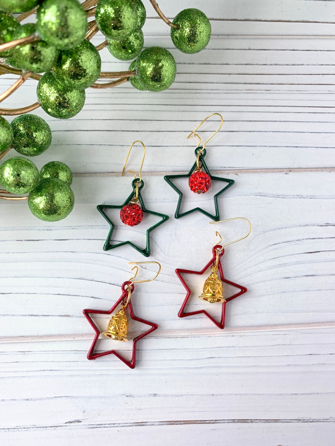 Lenora Dame Christmas Star Earrings  in Spruce or Mulled Wine - Two Options Available