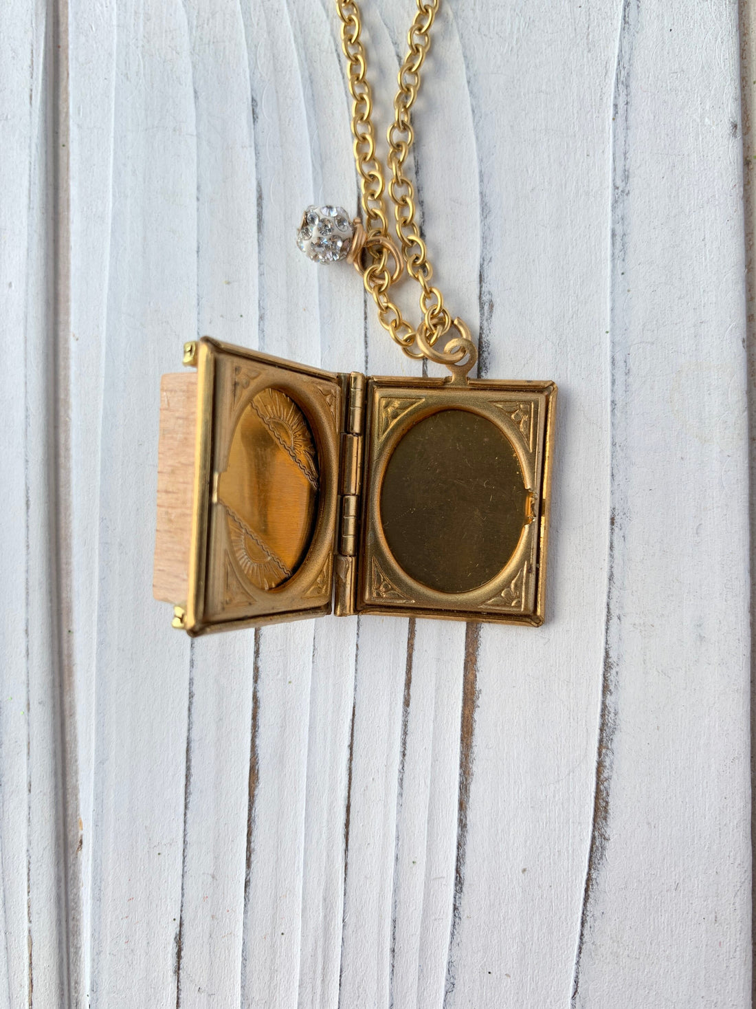 Lenora Dame Wood Game Piece Locket Necklace