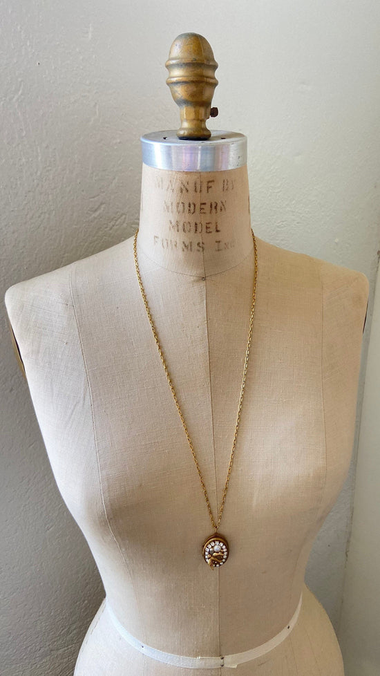 Lenora Dame Mini Mosaic Sparrow Locket Necklace