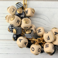 Lenora Dame Chunky Wooden Alphabet Charm Necklace