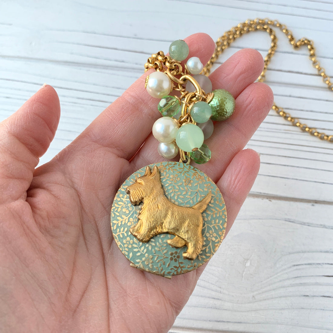 Lenora Dame Sage the Scottie Locket Pendant Necklace