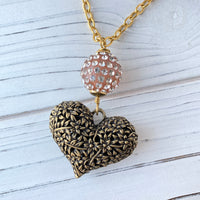 Lenora Dame Brass Heart Pendant Necklace