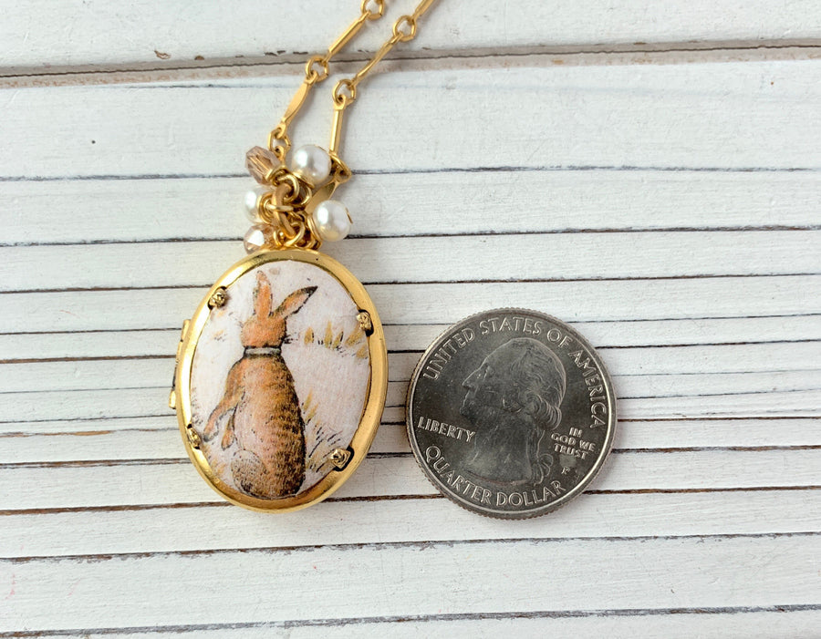 Lenora Dame Jack Rabbit Locket Pendant Necklace