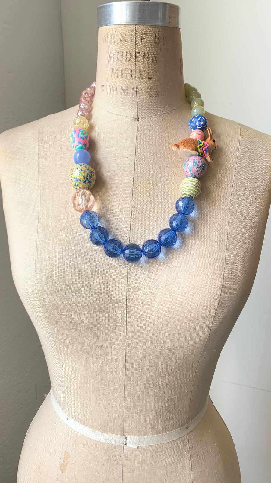 Lenora Dame Easter Bunny Queen Mum Statement Necklace in Dreamy Blue