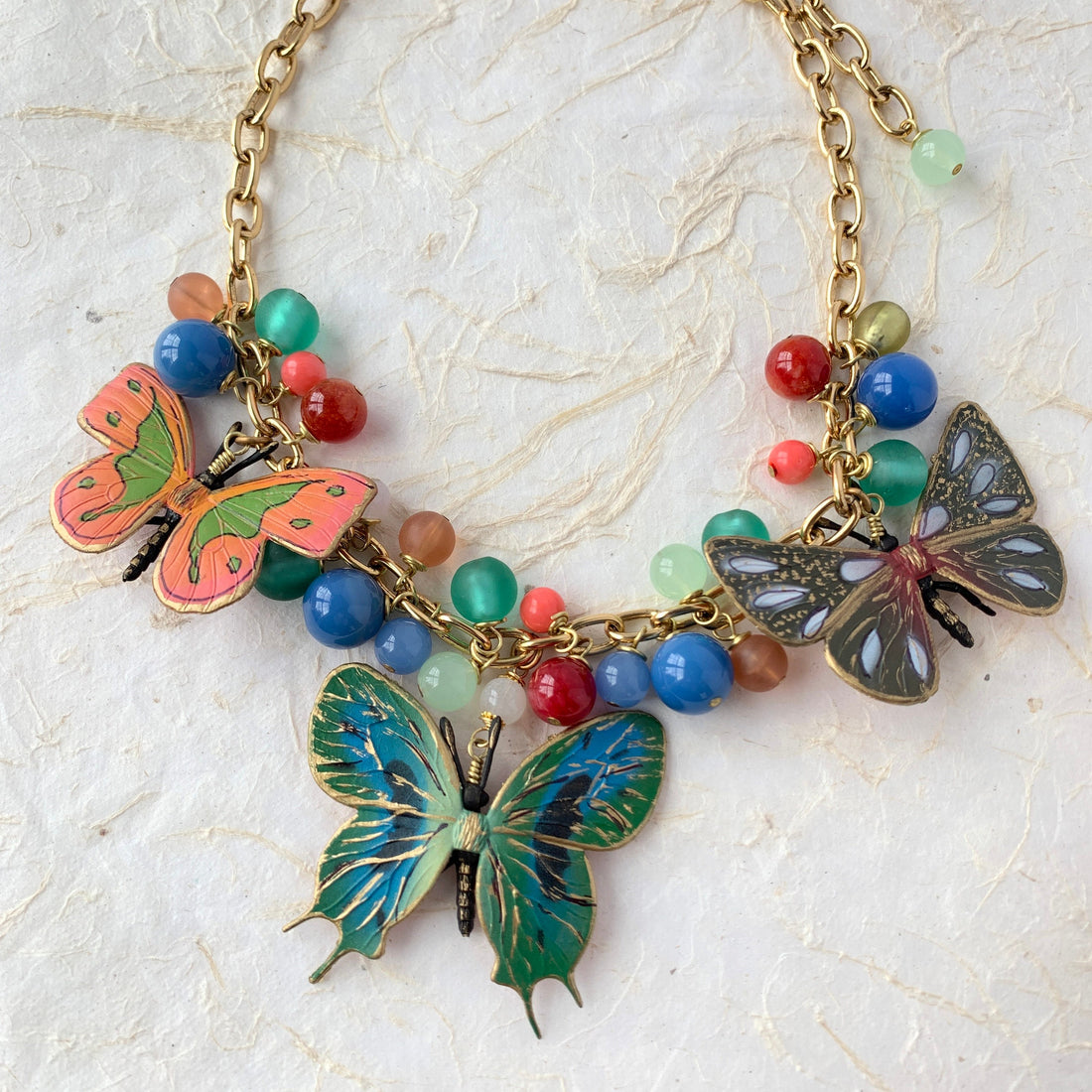 Lenora Dame Gilded Butterfly Statement Necklace