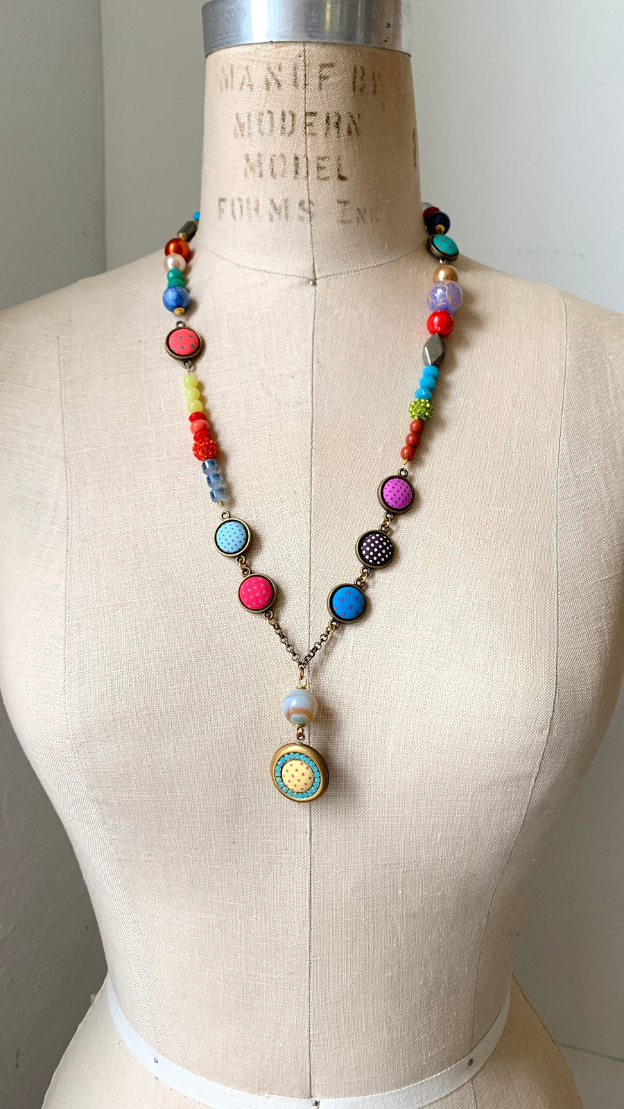 Lenora Dame Party Girl Cute As a Button Boho Necklace