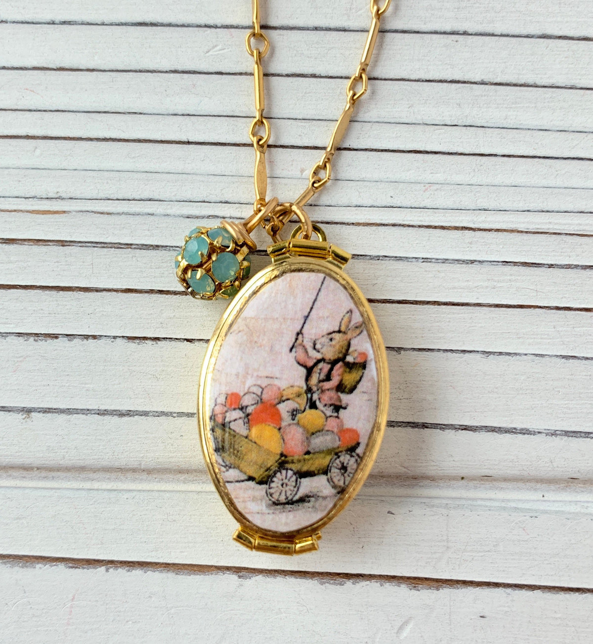 Lenora Dame Easter Bunny Locket Pendant Necklace