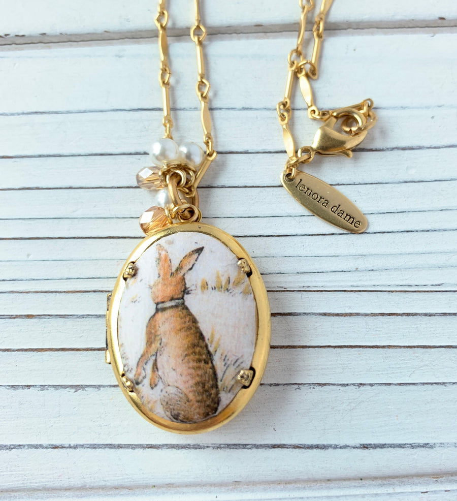 Lenora Dame Jack Rabbit Locket Pendant Necklace