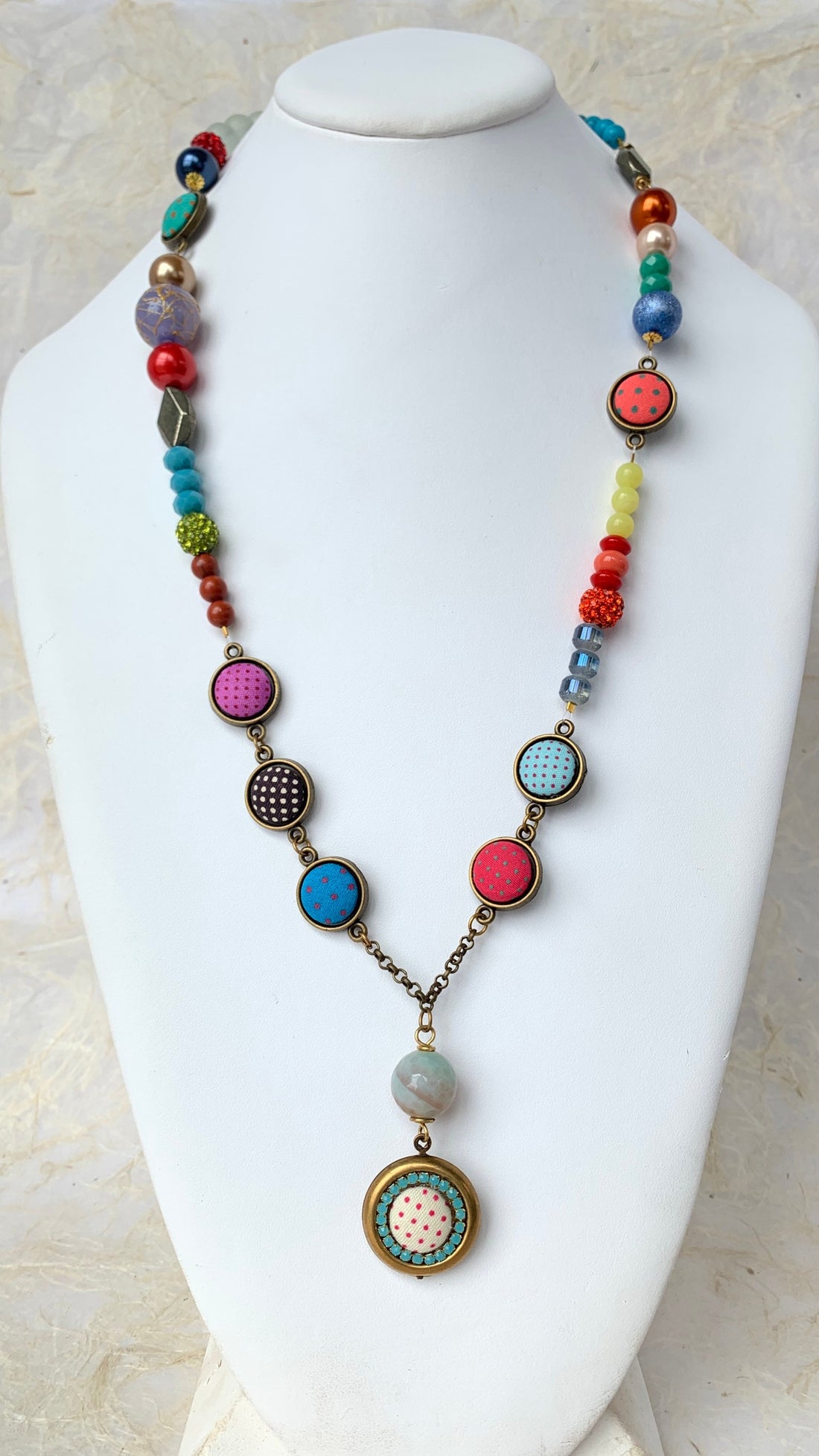 Lenora Dame Party Girl Cute As a Button Boho Necklace