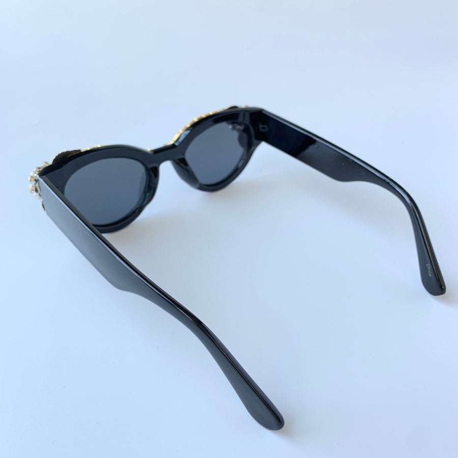 Lenora Dame Black Tie Embellished Sunglasses