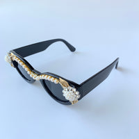 Lenora Dame Black Tie Embellished Sunglasses