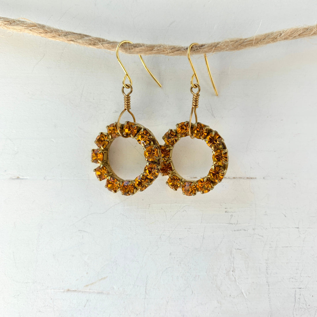 Lenora Dame Swarovski Rhinestone Hoop Earrings in Golden Hour