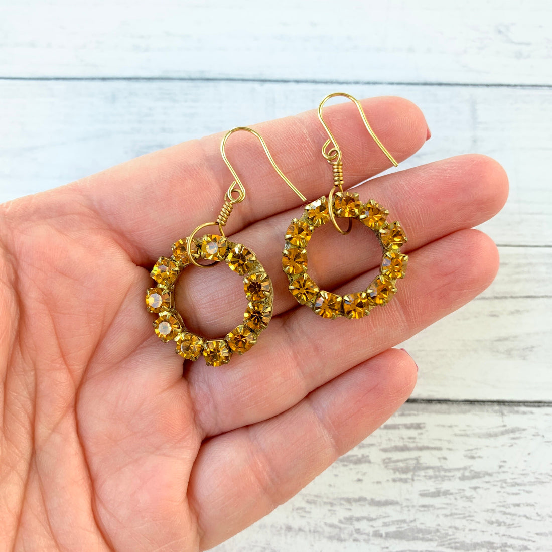 Lenora Dame Swarovski Rhinestone Hoop Earrings in Golden Hour