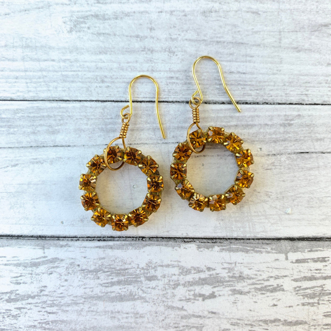 Lenora Dame Swarovski Rhinestone Hoop Earrings in Golden Hour