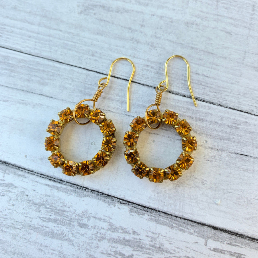 Lenora Dame Swarovski Rhinestone Hoop Earrings in Golden Hour