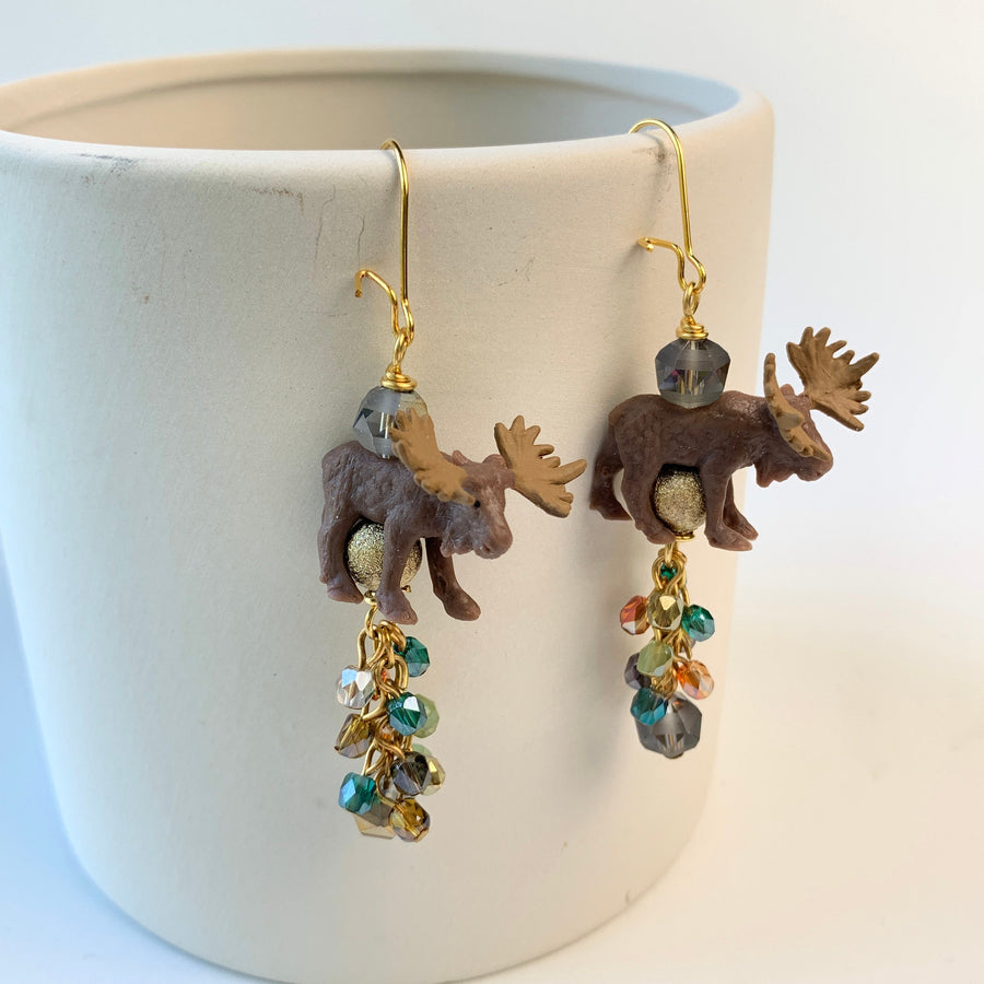 Lenora Dame Tiny Mr & Mrs Moose Earrings