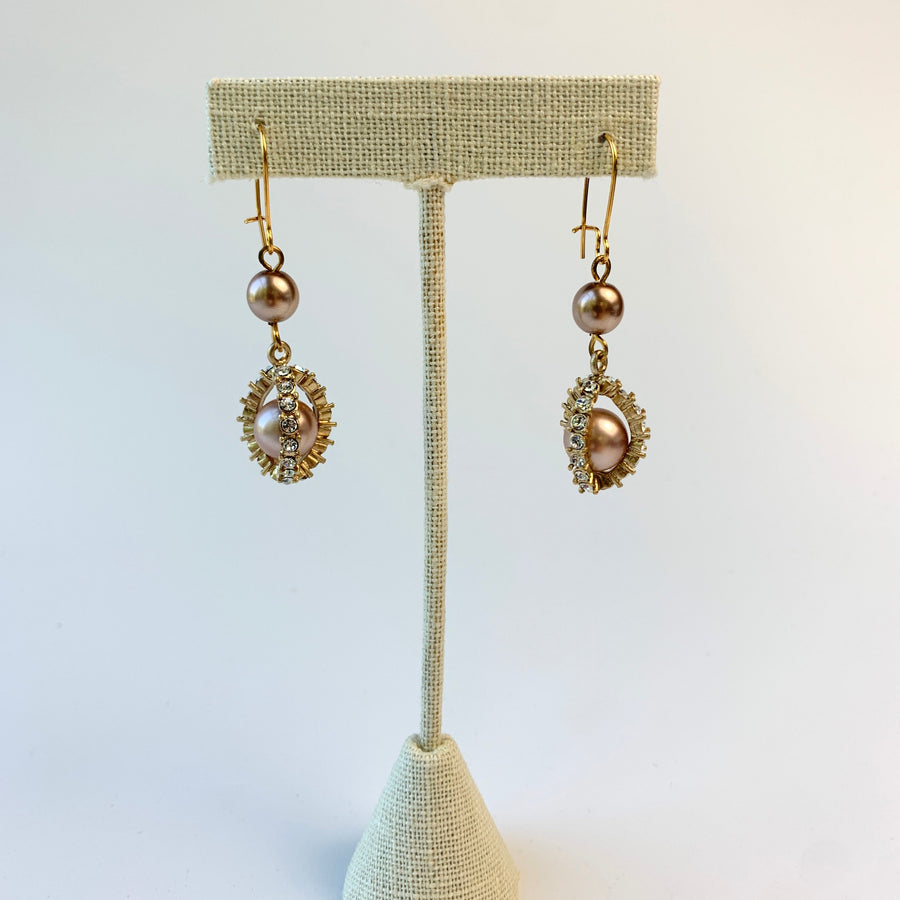 Lenora Dame Duchess Rhinestone Pearl Earrings