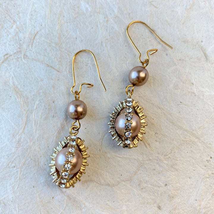 Lenora Dame Duchess Rhinestone Pearl Earrings