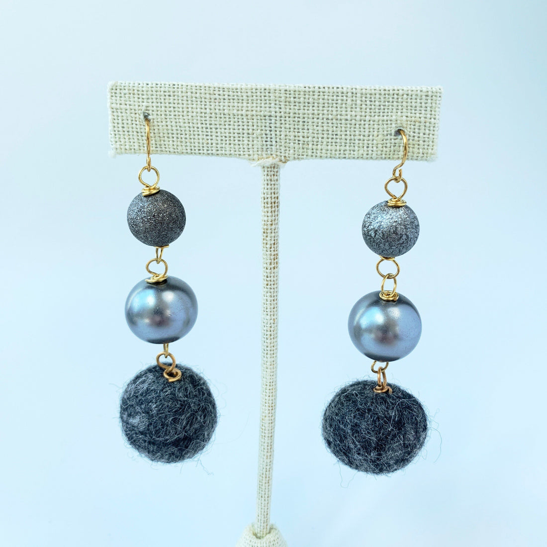 Lenora Dame Smoky Triple Drop Statement Earrings