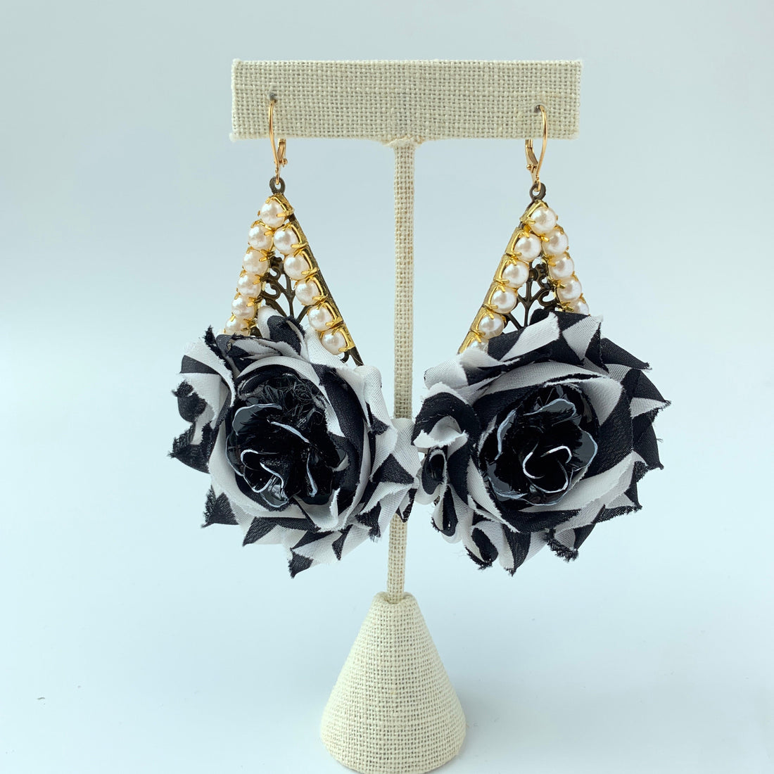 Lenora Dame Isador Shabby Chic Rosette Drop Statement Earrings