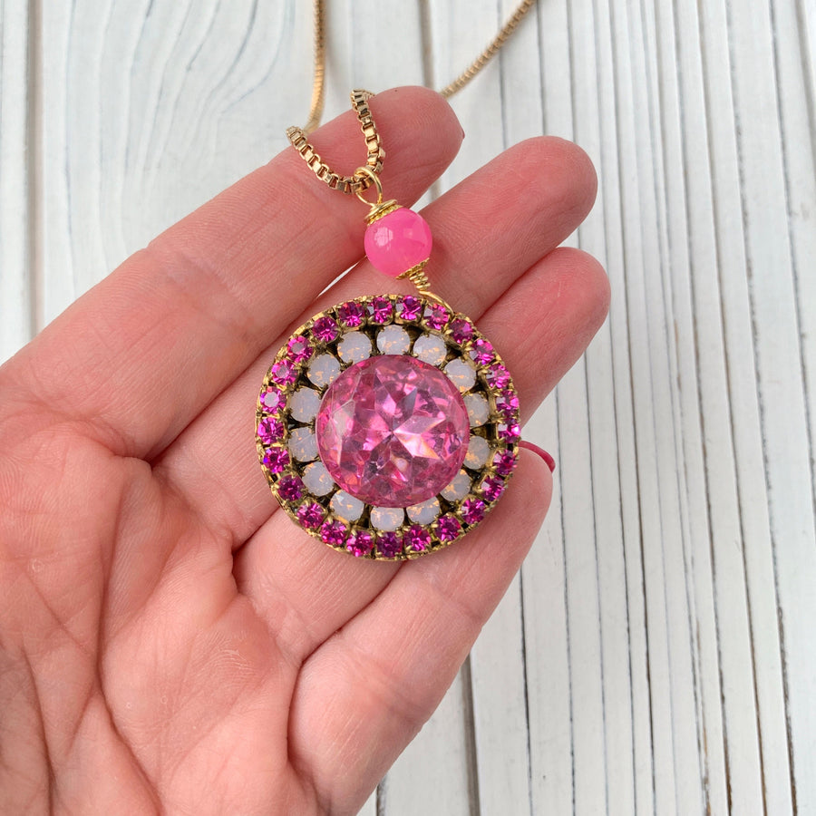 Lenora Dame Pink Moon Pendant Necklace - Only 2 Available!