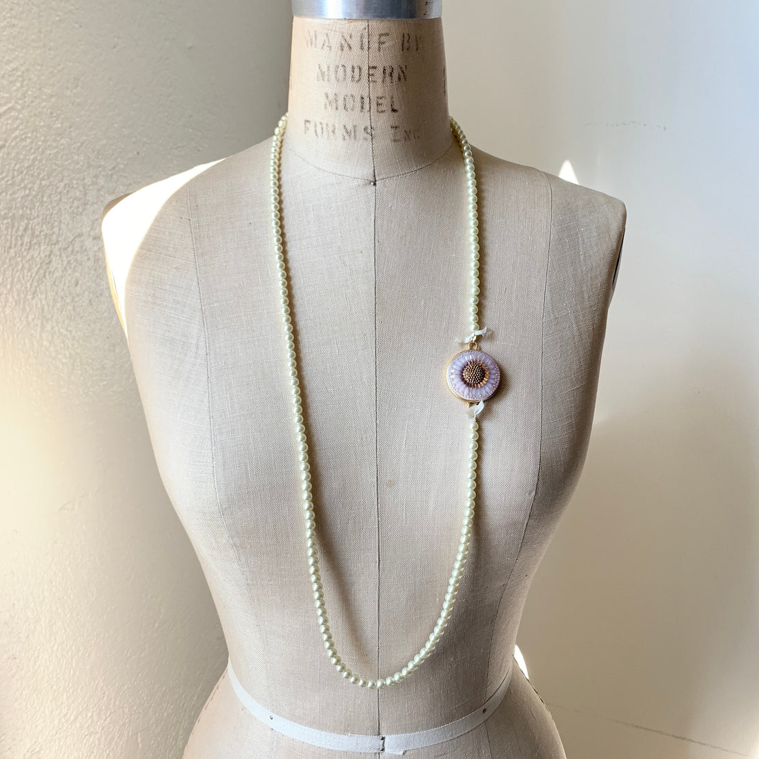 Lenora Dame Sunflower Pearl Pendant Necklace