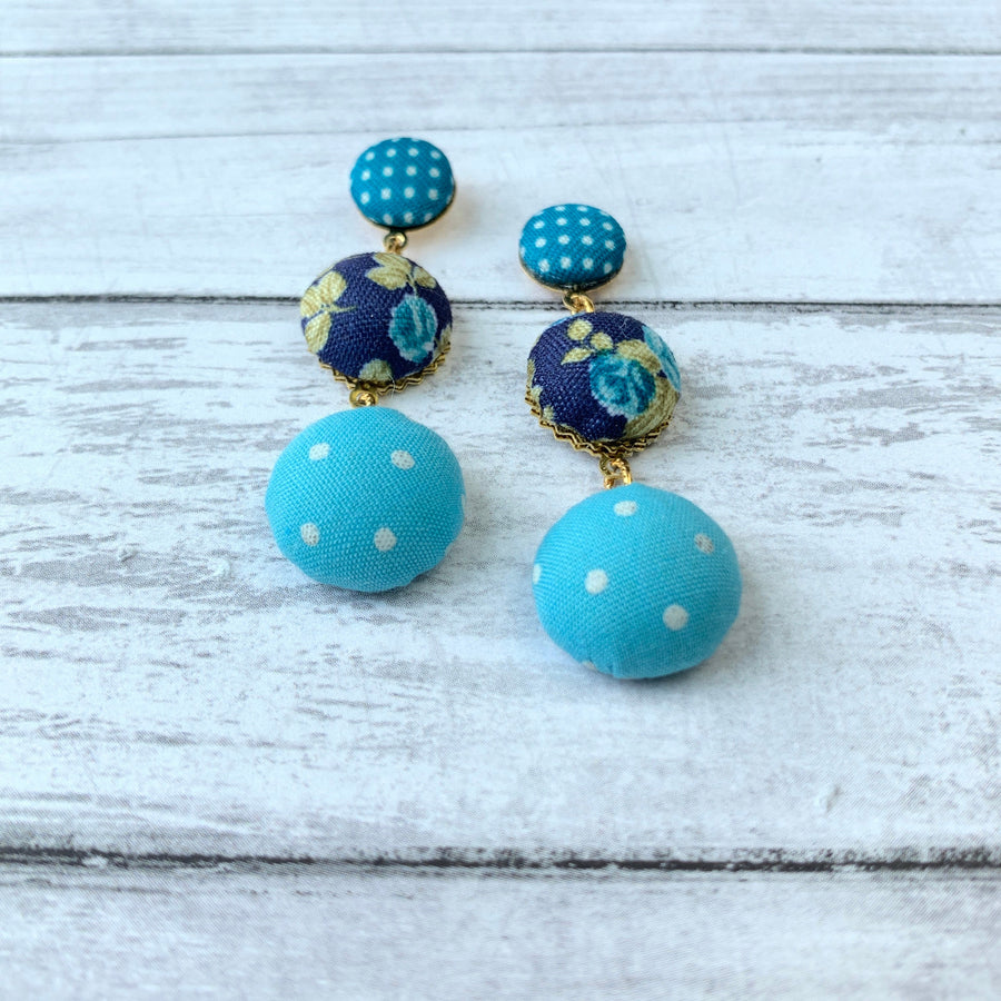 Lenora Dame Cute As A Button Earrings in Cornflower Blue