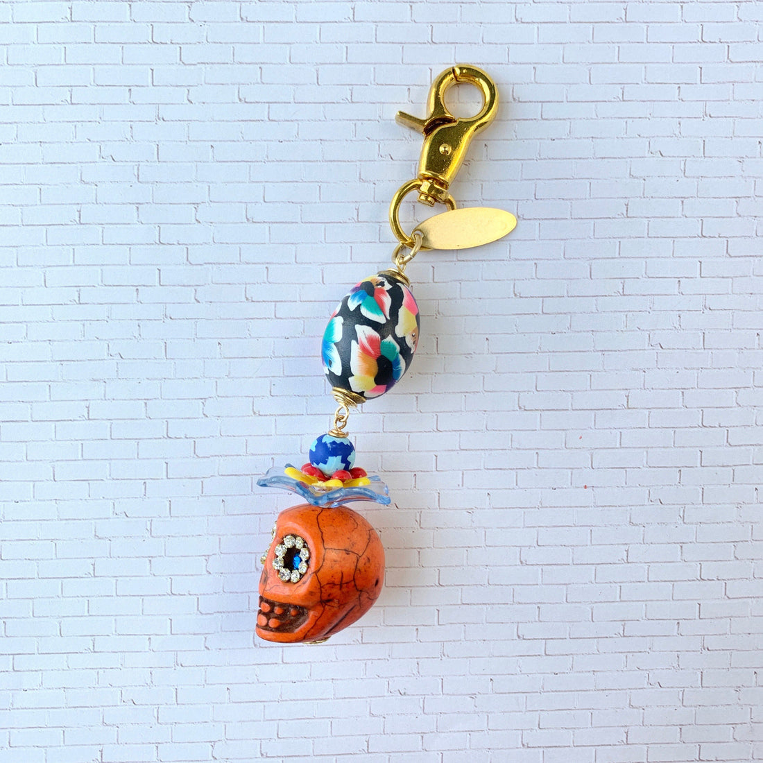 Lenora Dame Sugar Skull Keychain Charm - Purse Charm - Choice of 3 Colors