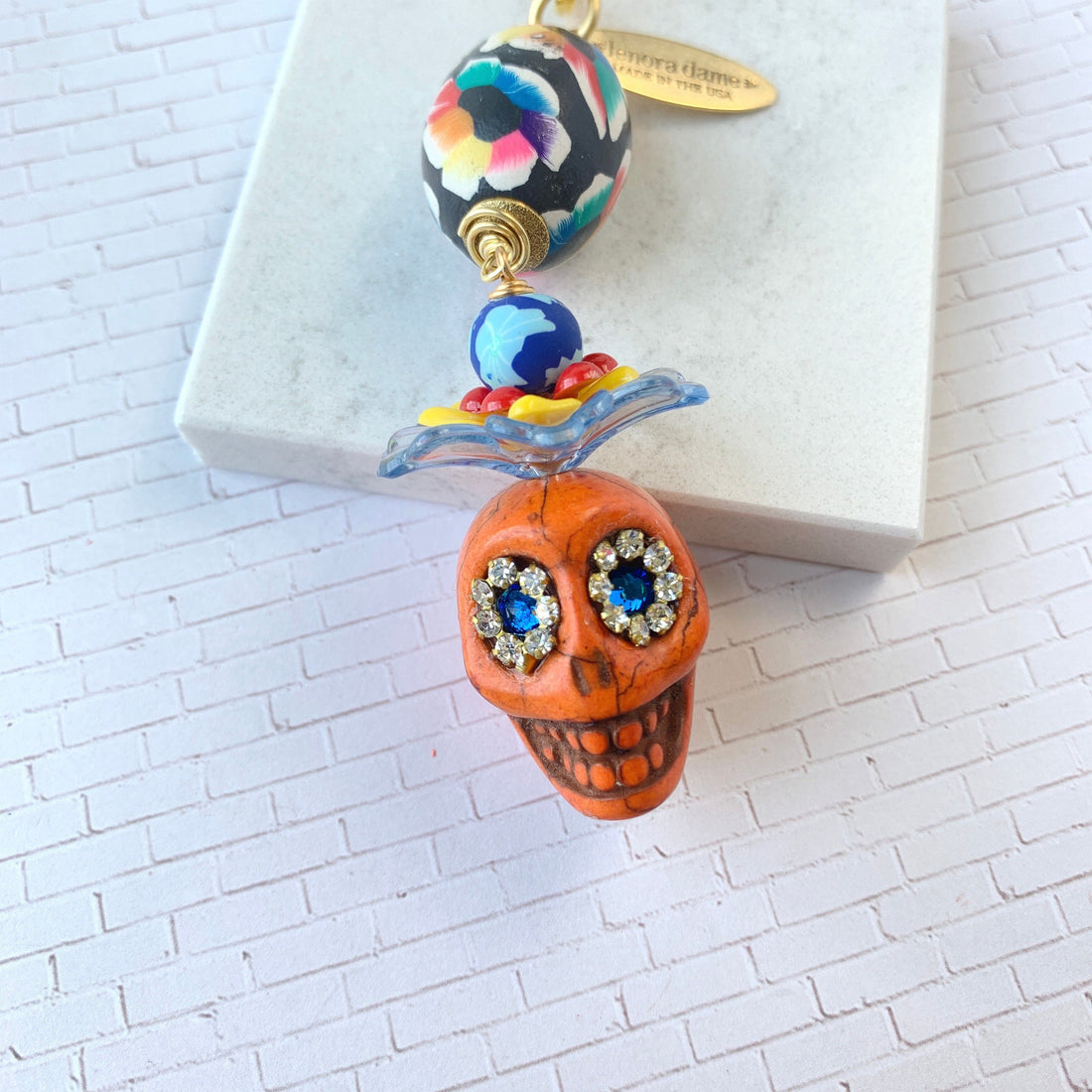 Lenora Dame Sugar Skull Keychain Charm - Purse Charm - Choice of 3 Colors