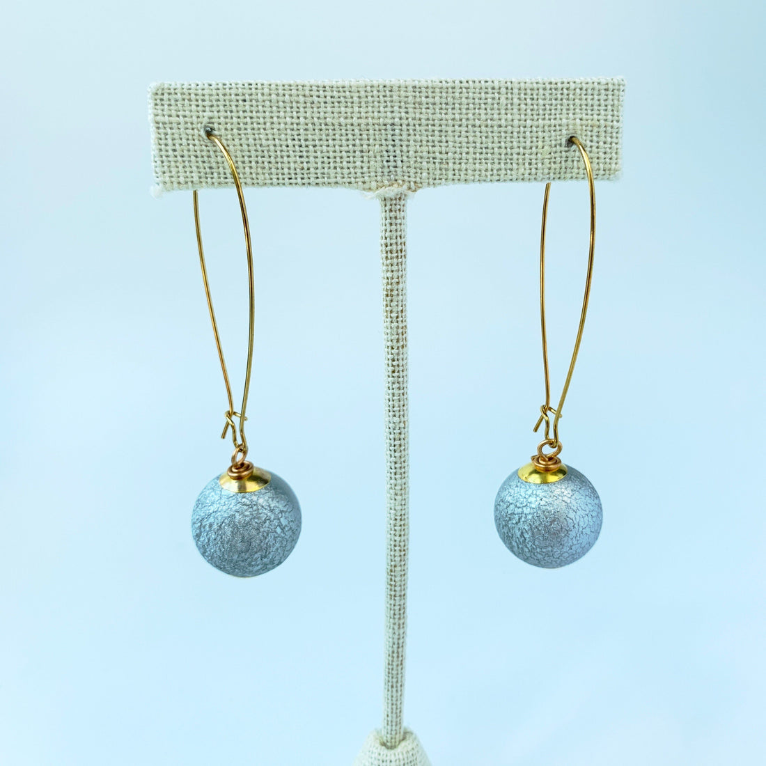 Lenora Dame Frosty Blue Foil Bead Drop Earrings