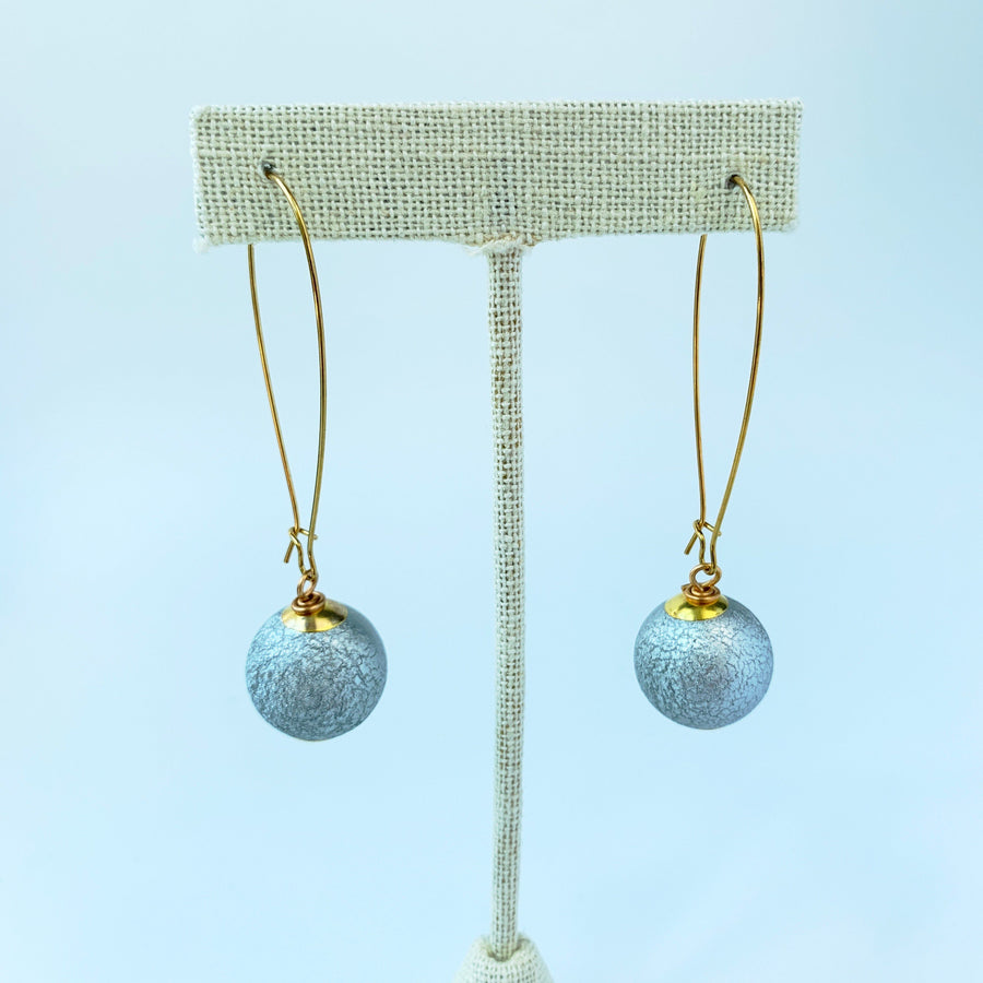 Lenora Dame Frosty Blue Foil Bead Drop Earrings