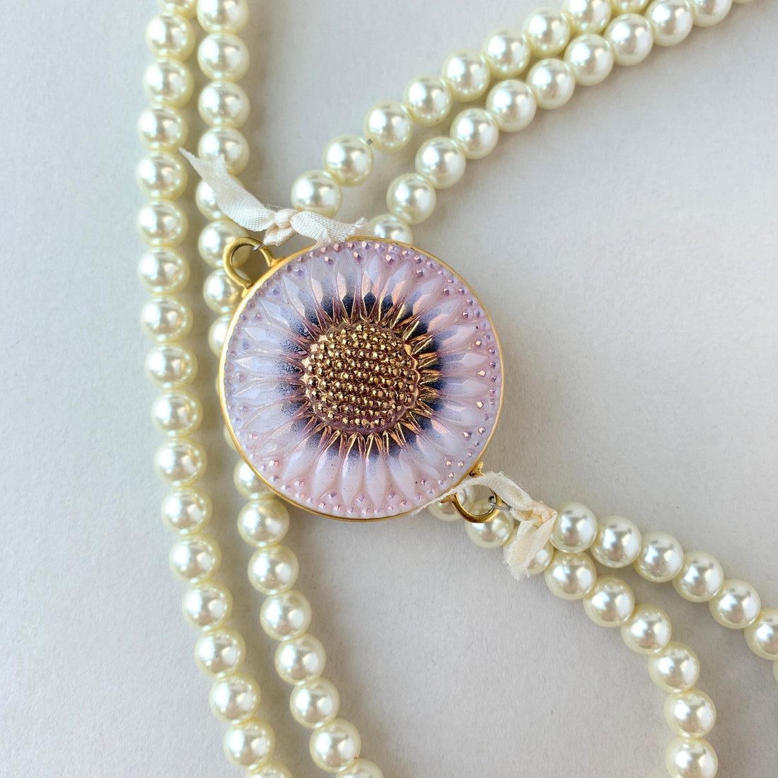 Lenora Dame Sunflower Pearl Pendant Necklace