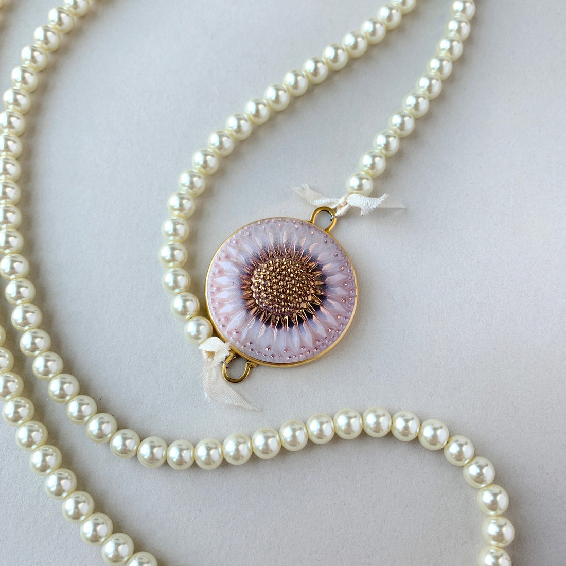 Lenora Dame Sunflower Pearl Pendant Necklace