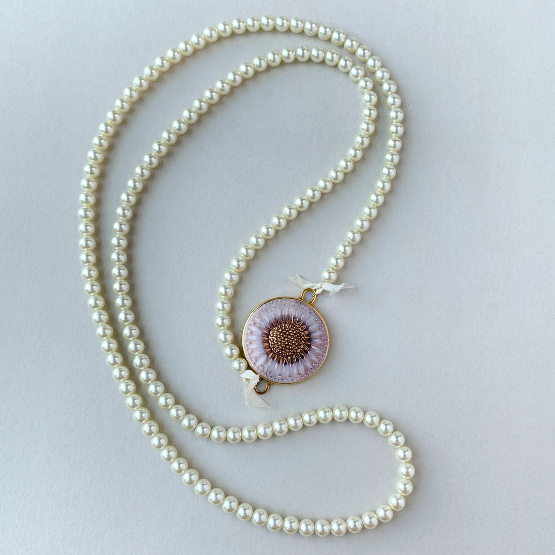 Lenora Dame Sunflower Pearl Pendant Necklace