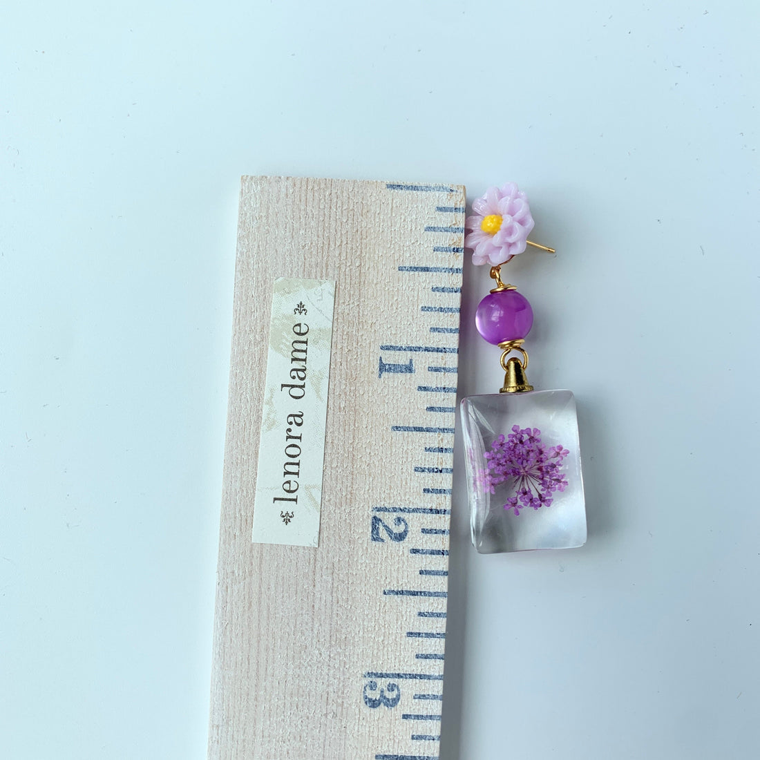 Lenora Dame Verbena Dried Pressed Flower Earrings