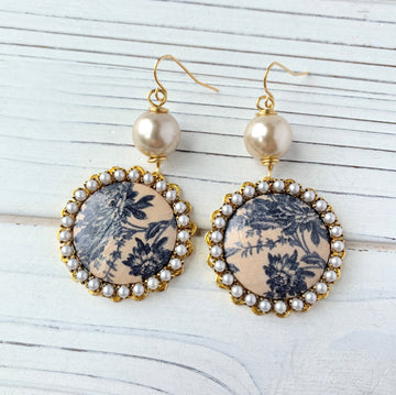 Lenora Dame Toile Drop Earrings