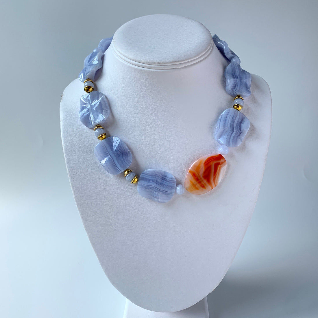 Lenora Dame Natural Blue Lace Agate Beaded Necklace - LAST FEW!