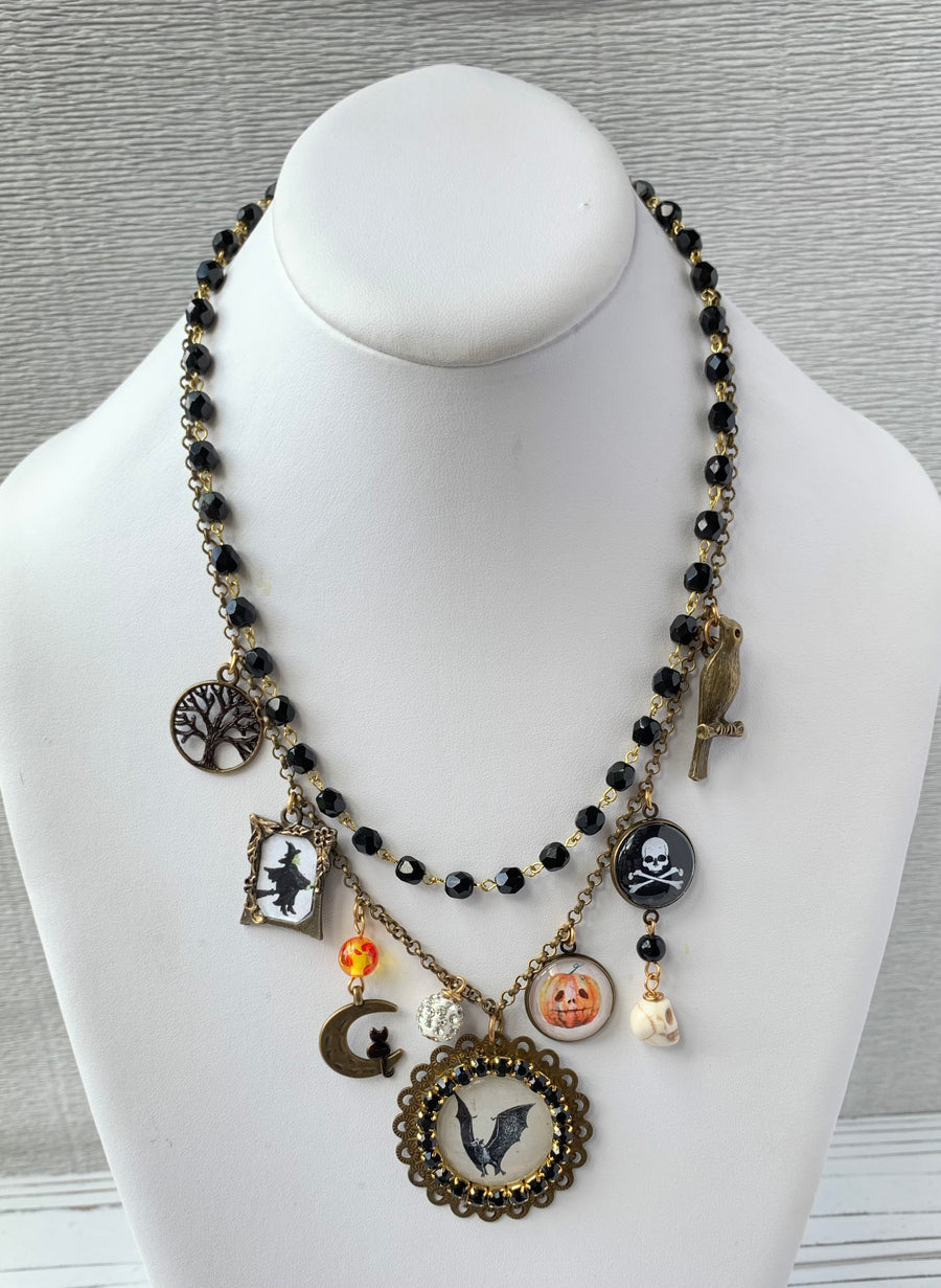 Lenora Dame - Ghostly Charm Necklace - Halloween Charm Necklace - Witch Jewelry