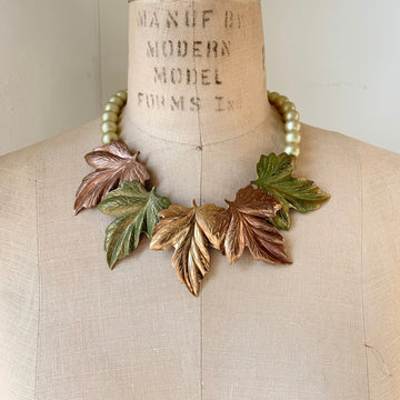 Lenora Dame Autumn Leaves Statement Necklace - Fall Jewelry