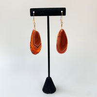 Lenora Dame Polished Agate Slice Drop Earrings in Rust