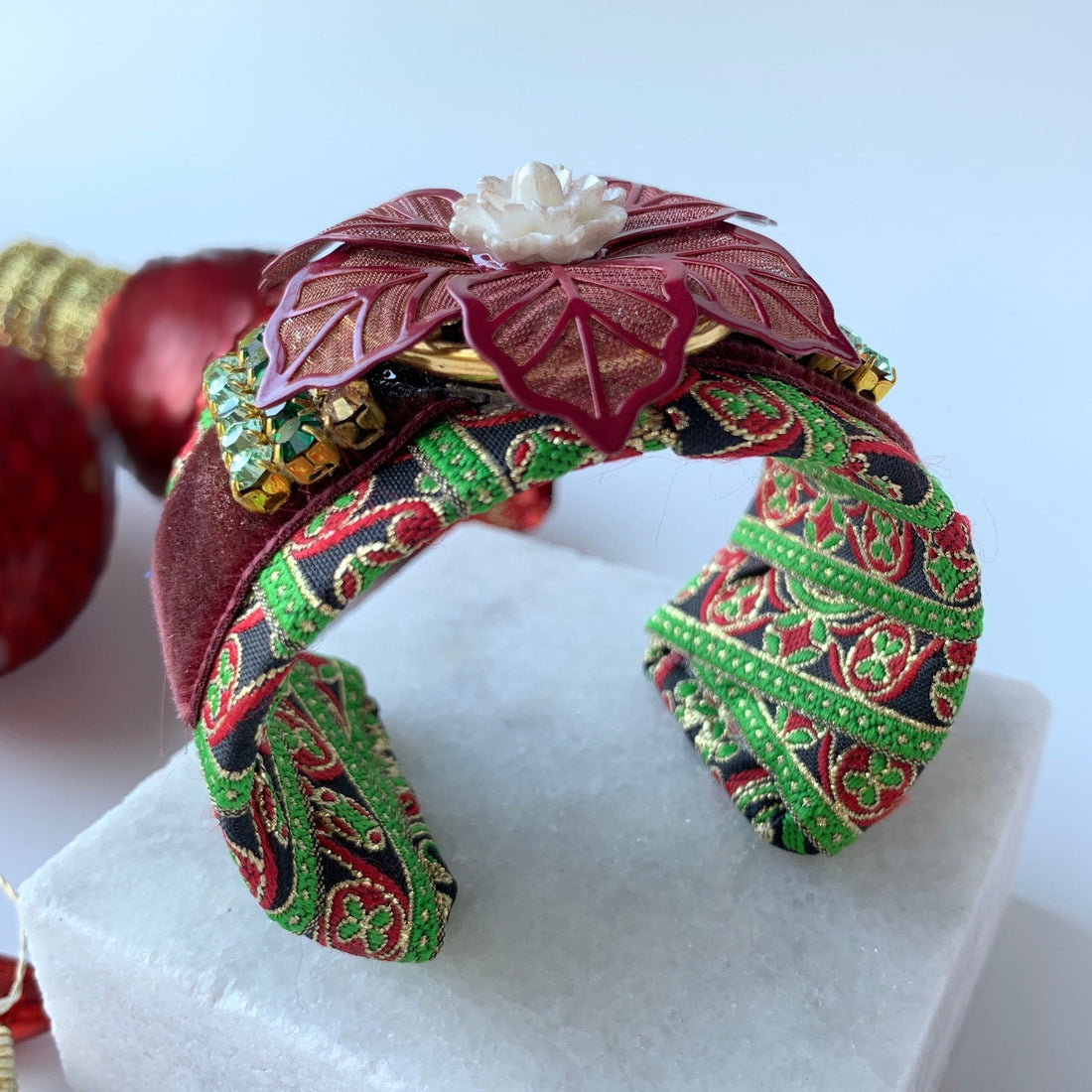 Lenora Dame Christmas Brocade Cuff Bracelet