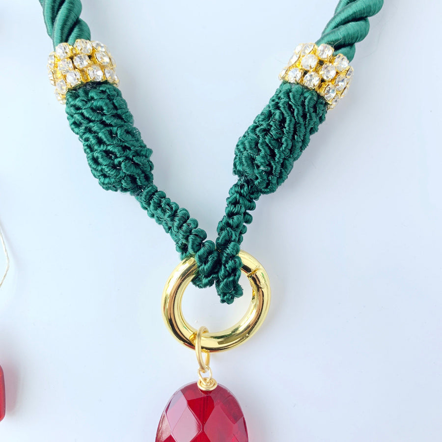 Lenora Dame Spruce Silk Cord Long Pendant Necklace