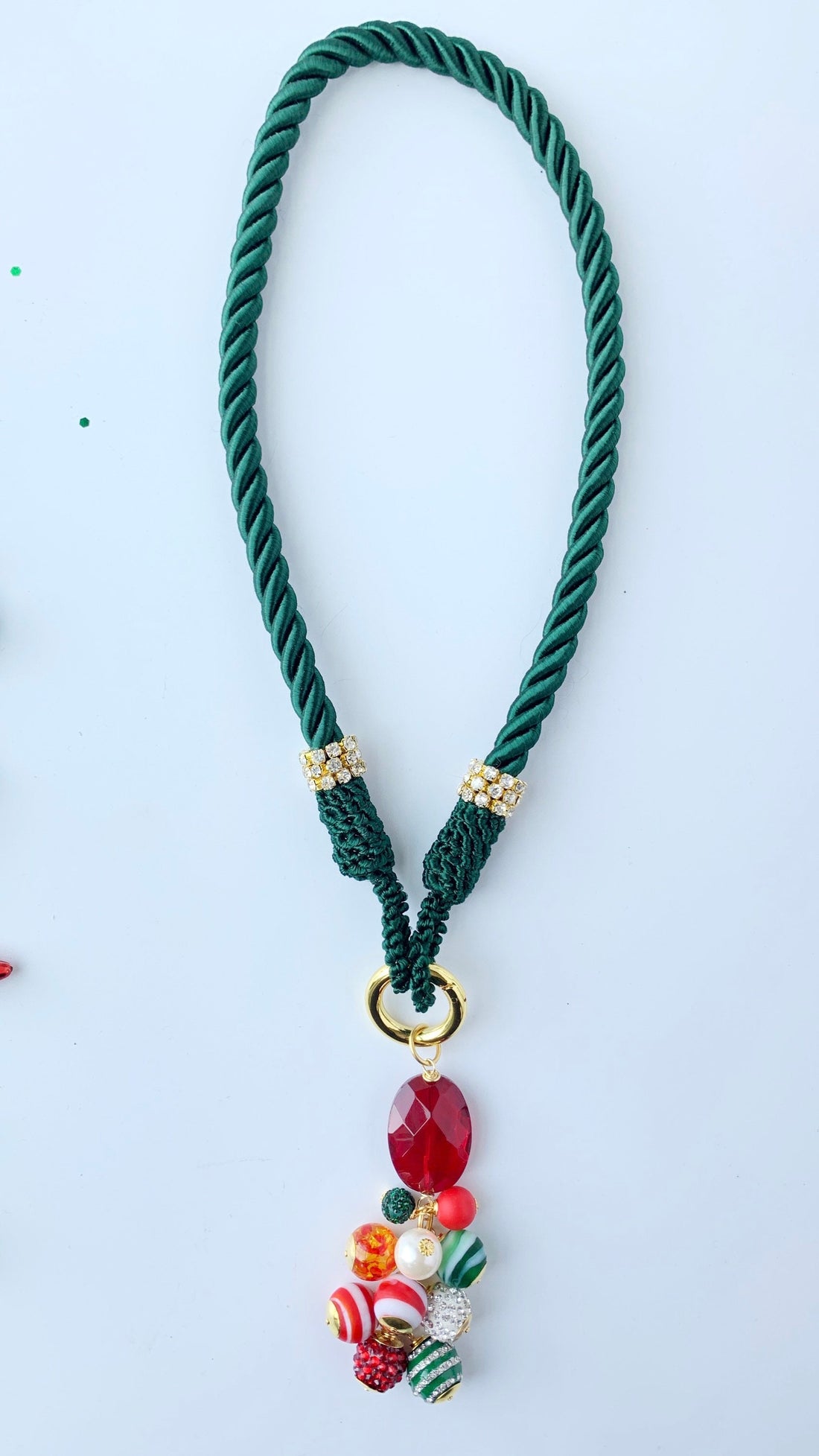 Lenora Dame Spruce Silk Cord Long Pendant Necklace