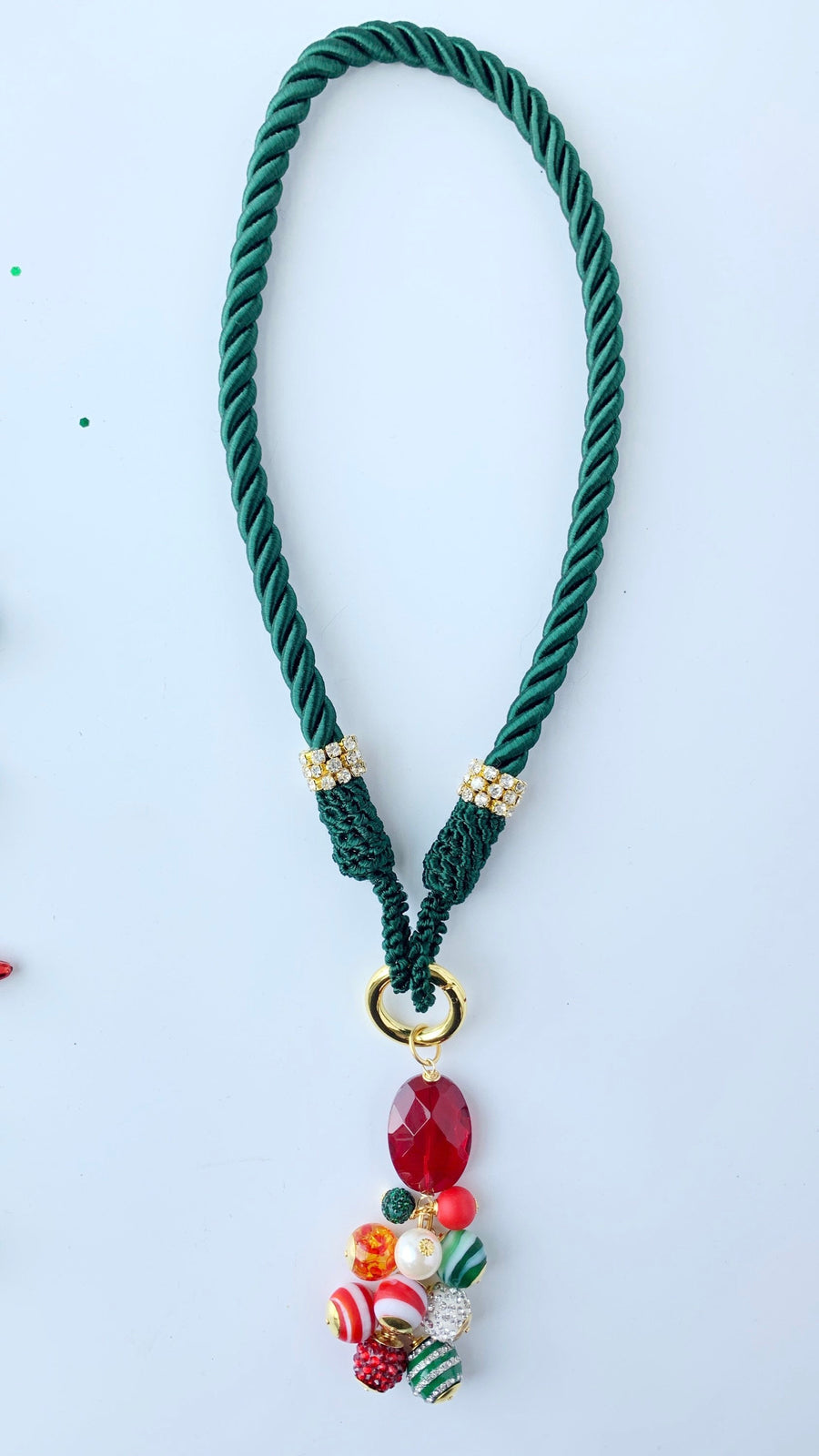 Lenora Dame Spruce Silk Cord Long Pendant Necklace