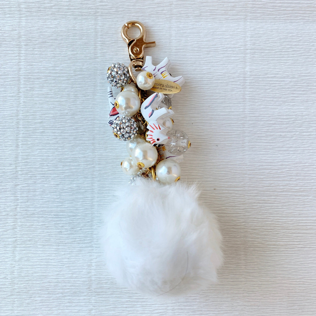 Lenora Dame Winter Wonderland Faux Fur Pom Pom Bag Charm - Keychain Charm